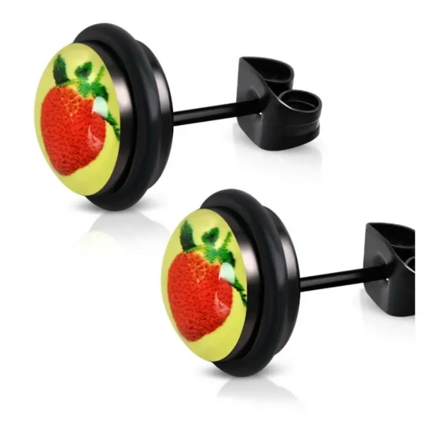 Ohrstecker Erdbeeren Schwarz aus Edelstahl Unisex