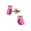 Ohrstecker Eule lila&pink Rosegold aus 925 Silber Kinder