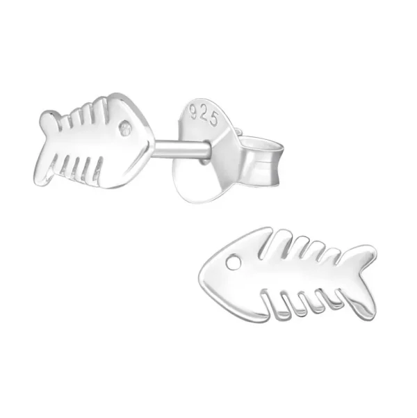 Ohrstecker Fischgräte aus 925 Silber Unisex