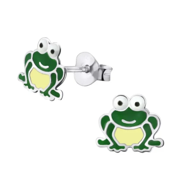 Ohrstecker Frosch aus 925 Silber Kinder