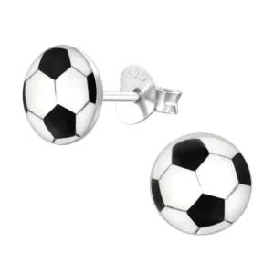 Ohrstecker Fussball aus 925 Silber Kinder