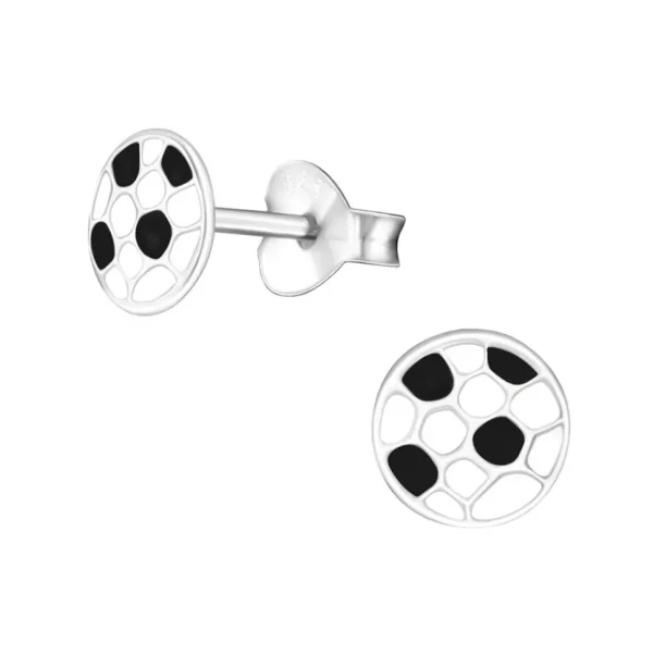 Ohrstecker Fussball 6mm aus 925 Silber für Kinder