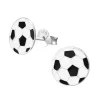 Ohrstecker Fussball 11mm aus 925 Silber für Kinder