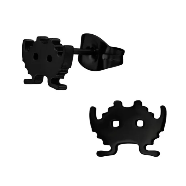 Ohrstecker Gamer Emoji schwarz aus Edelstahl Unisex