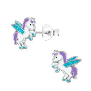 Ohrstecker geflügeltes Einhorn aus 925 Silber Kinder