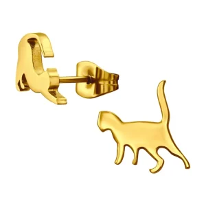 Ohrstecker Katzen Doppelmotiv goldfarben aus Edelstahl Damen