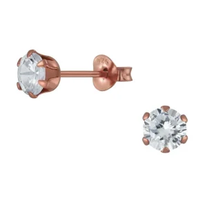 Ohrstecker Kristall rund 5mm Rosegold aus 925 Silber Damen