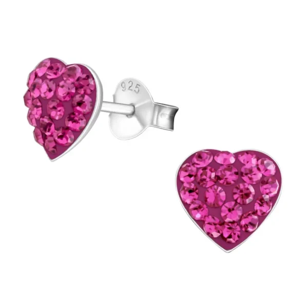 Ohrstecker Kristallherz pink 925 Silber Damen