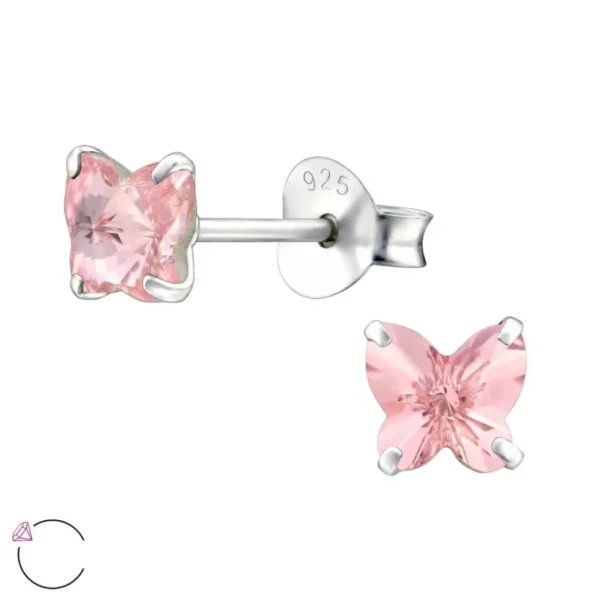 Ohrstecker Kristall-Schmetterling aus 925 Silber Damen - Light Rose