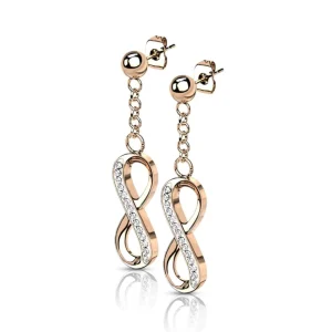 Ohrstecker mit Anhänger Infinity rosegold aus Edelstahl Damen