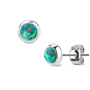 Ohrstecker mit 6mm Opal-Steinen aus Edelstahl für Damen