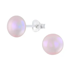 Ohrstecker mit 8mm Süßwasserperle violett aus 925 Silber Damen