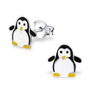 Ohrstecker Pinguin aus 925 Silber für Kinder