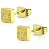 Ohrstecker quadratisch 4 mm goldfarben aus Edelstahl Damen