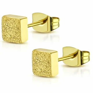 Ohrstecker quadratisch 4 mm goldfarben aus Edelstahl Damen