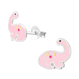 Ohrstecker rosa Dinosaurier aus 925 Silber Kinder