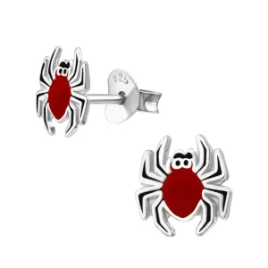 Ohrstecker rote Spinne aus 925 Silber Kinder