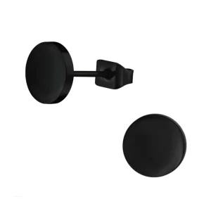 Ohrstecker Rund 8mm Schwarz aus Titan Unisex