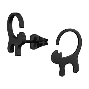 Ohrstecker Schwarze Katze aus Edelstahl Unisex