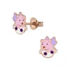 Ohrstecker Schweinchen mit Schleife Rosegold aus 925 Silber Kinder