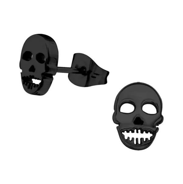 Ohrstecker Totenkopf Schwarz aus Edelstahl Unisex