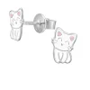 Ohrstecker weiße Katze aus 925 Silber Kinder