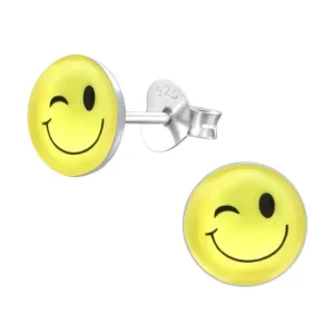 Ohrstecker Zwinker-Smiley aus .925 Silber Damen