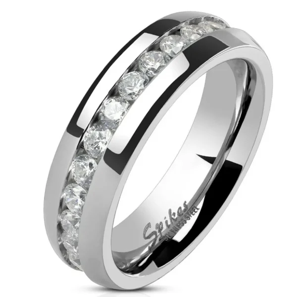 Paar-Ring Kristall Eternity Silber aus Edelstahl Unisex