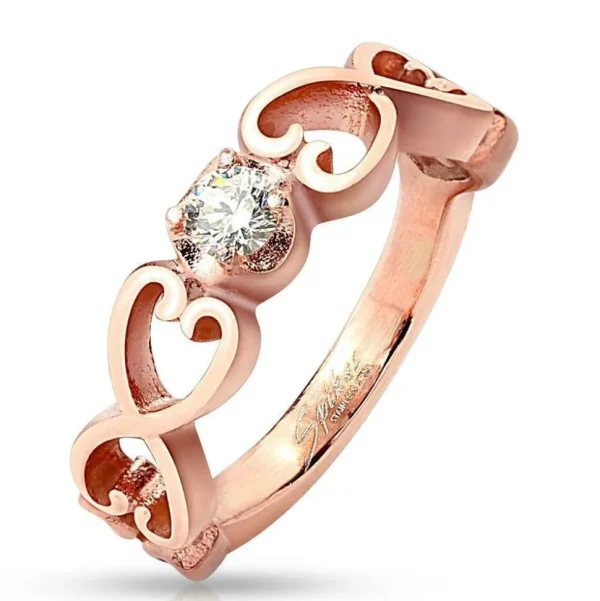 Ring 6 Herzen Rosegold aus Edelstahl Damen