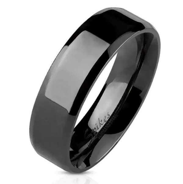 Ring abgerundete Kanten Schwarz aus Edelstahl Unisex