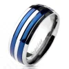 Ring Blau gestreift aus Titan Unisex