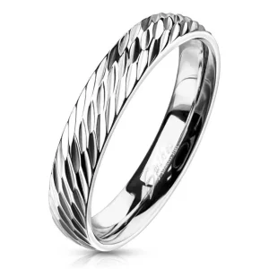 Ring diagonaler Diamant Cut Silber aus Edelstahl Unisex