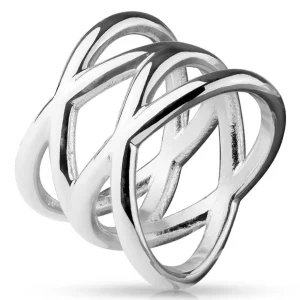 Ring Doppel X silber aus Edelstahl Damen