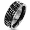 Ring Doppelkette schwarz aus Edelstahl Herren