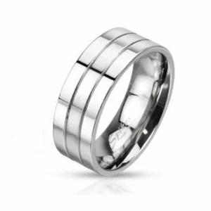 Ring dreireihig Silber aus Edelstahl Unisex