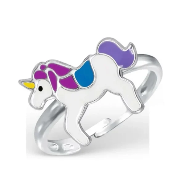 Ring Einhorn Bunt aus 925 Silber Kinder