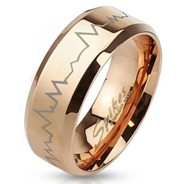 Ring Herzschlag Rosegold aus Edelstahl Unisex