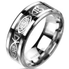 Ring Jesus Fisch schwarz/silber aus Edelstahl Unisex