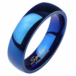 Ring klassisch Blau aus Edelstahl Unisex