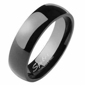 Ring klassisch glänzend Schwarz aus Edelstahl Unisex