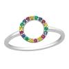 Ring Kristall- Kreis bunt aus 925 Silber Damen