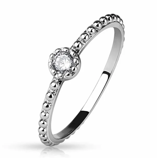 Ring Kristall schmal Silber aus Messing Damen