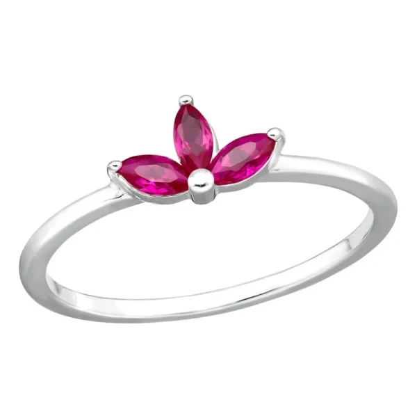 Ring Kristallblüte pink aus 925 Silber Damen