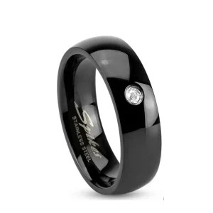 Ring Kristalle klassisch Schwarz aus Edelstahl Unisex