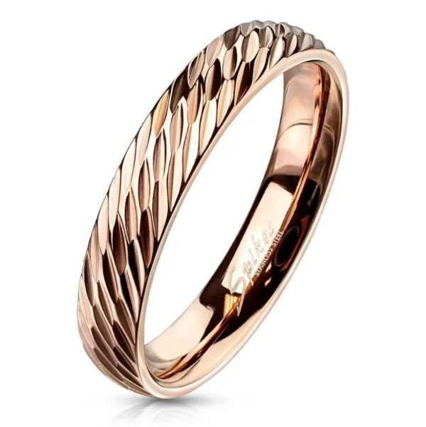 Ring mit Diamantschnitt Rosegold aus Edelstahl Damen