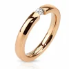 Ring mit Kristall Rosegold aus Edelstahl Damen