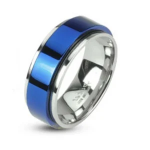 Ring mit Mittelring Blau aus Edelstahl Unisex