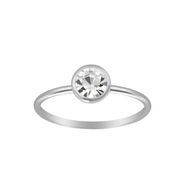 Ring mit rundem Kristall aus 925 Silber Damen