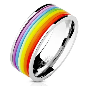 Ring Rainbow Bunt aus Edelstahl Unisex