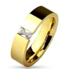 Ring rechteckiger Kristall Gold aus Edelstahl Unisex